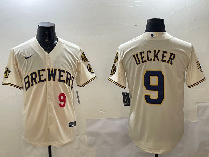 Men Milwaukee Brewers #9 Uecker Cream Game 2025 Nike MLB Jersey style 2->milwaukee brewers->MLB Jersey